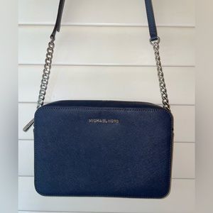 Navy / Silver Michael Kors crossbody purse